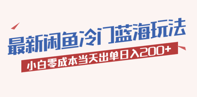 2023最新咸鱼冷门蓝海玩法，小白零成本当天出单，课程解析，学习经验。